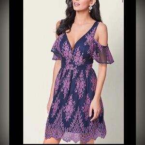 VENUS Overlay Lace V-Neck Dress